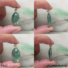 Bluish green jade fish pendant
