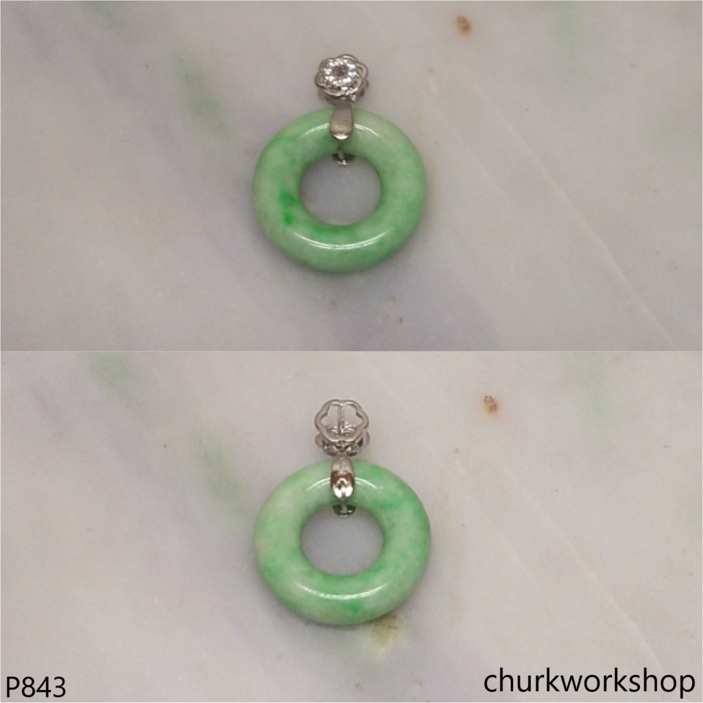 Light apple green round jade pendant