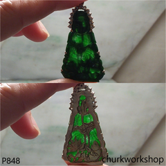 14K gold green jade lady Buddha