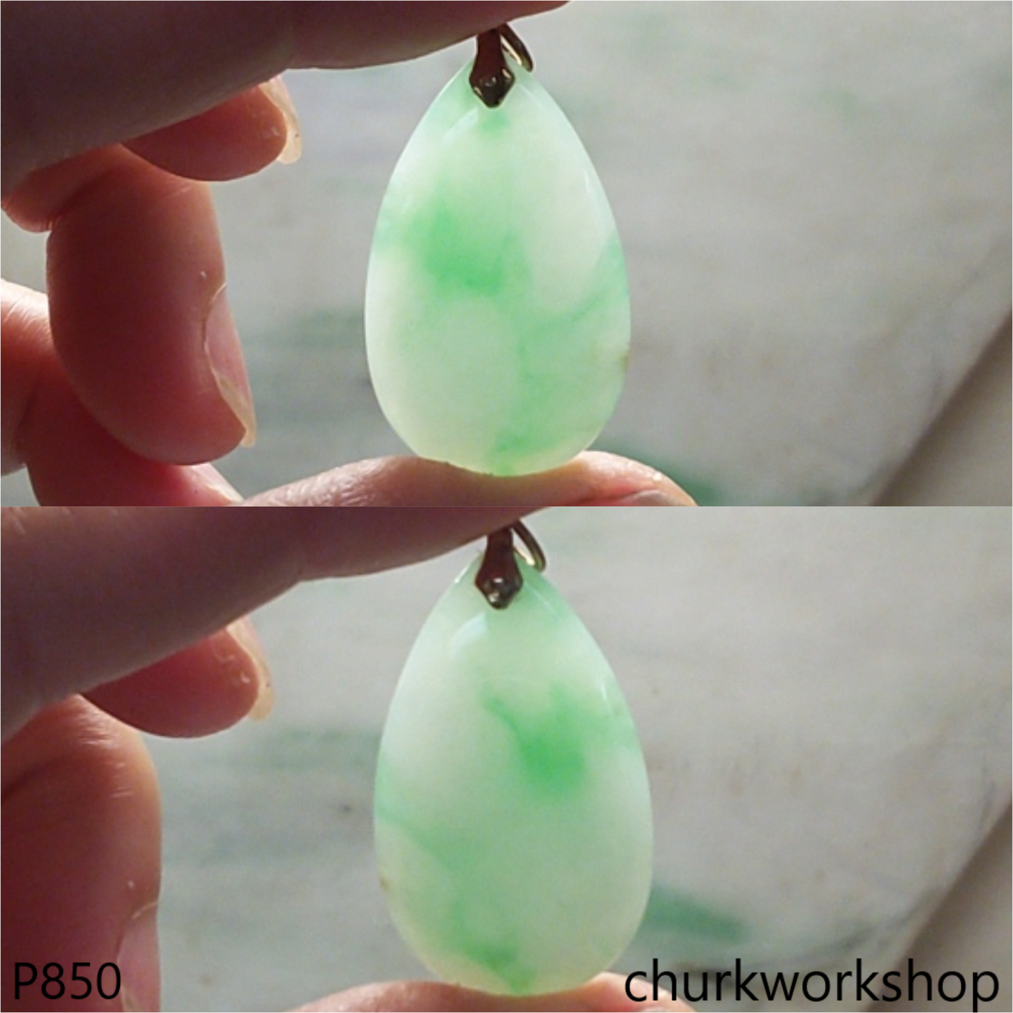 14K yellow gold jade pendant