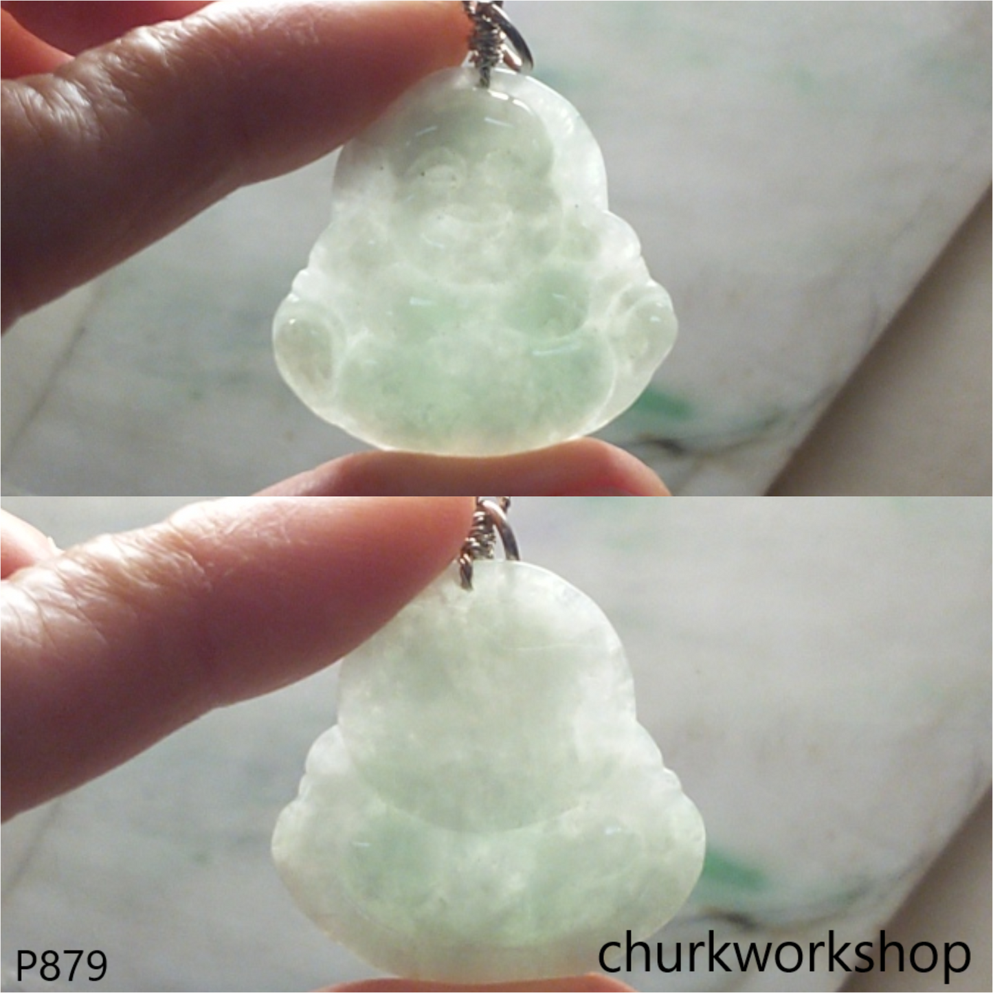 Jade happy Buddha pendant