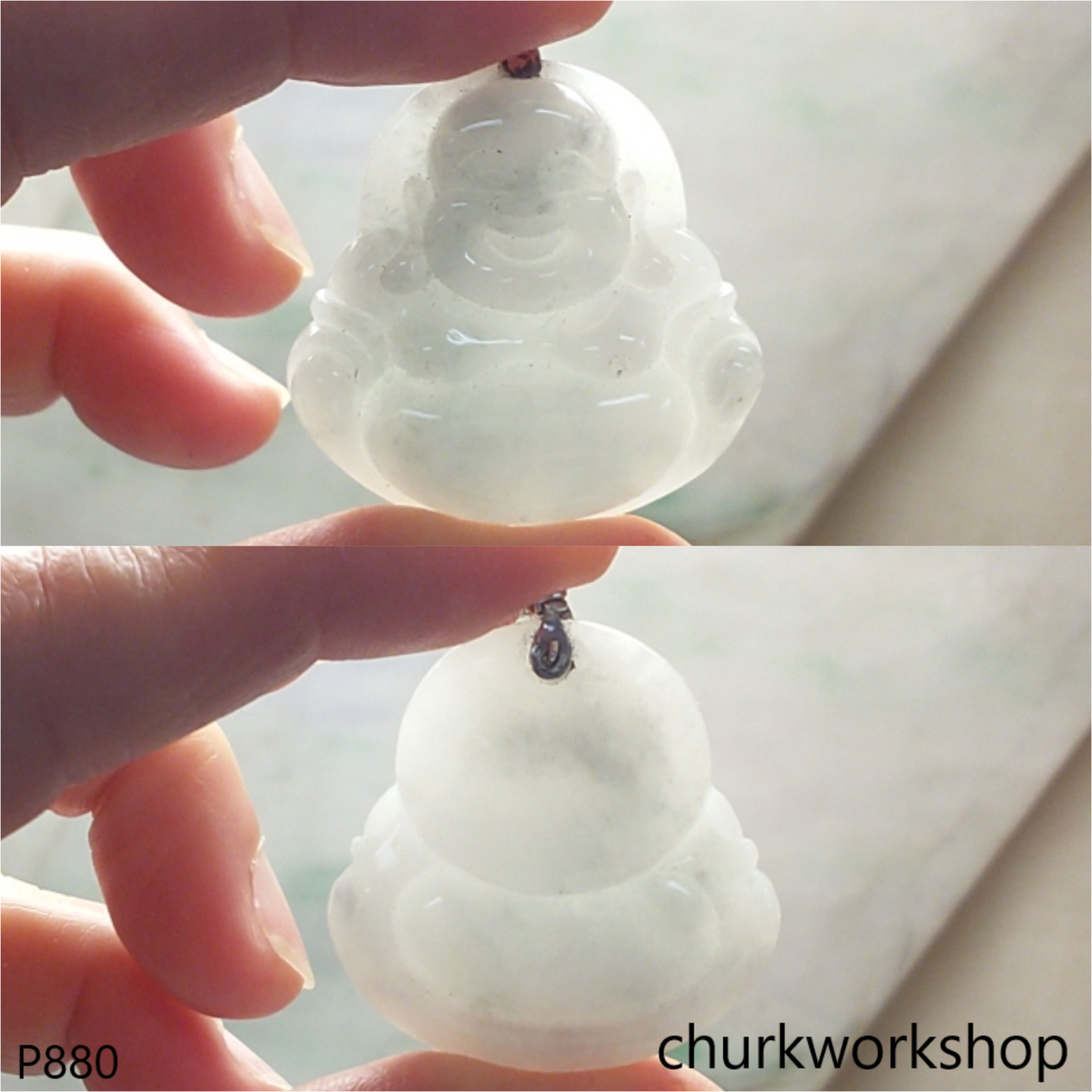 Pale lavender jade happy Buddha