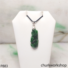 Deep green jade bird sterling silver
