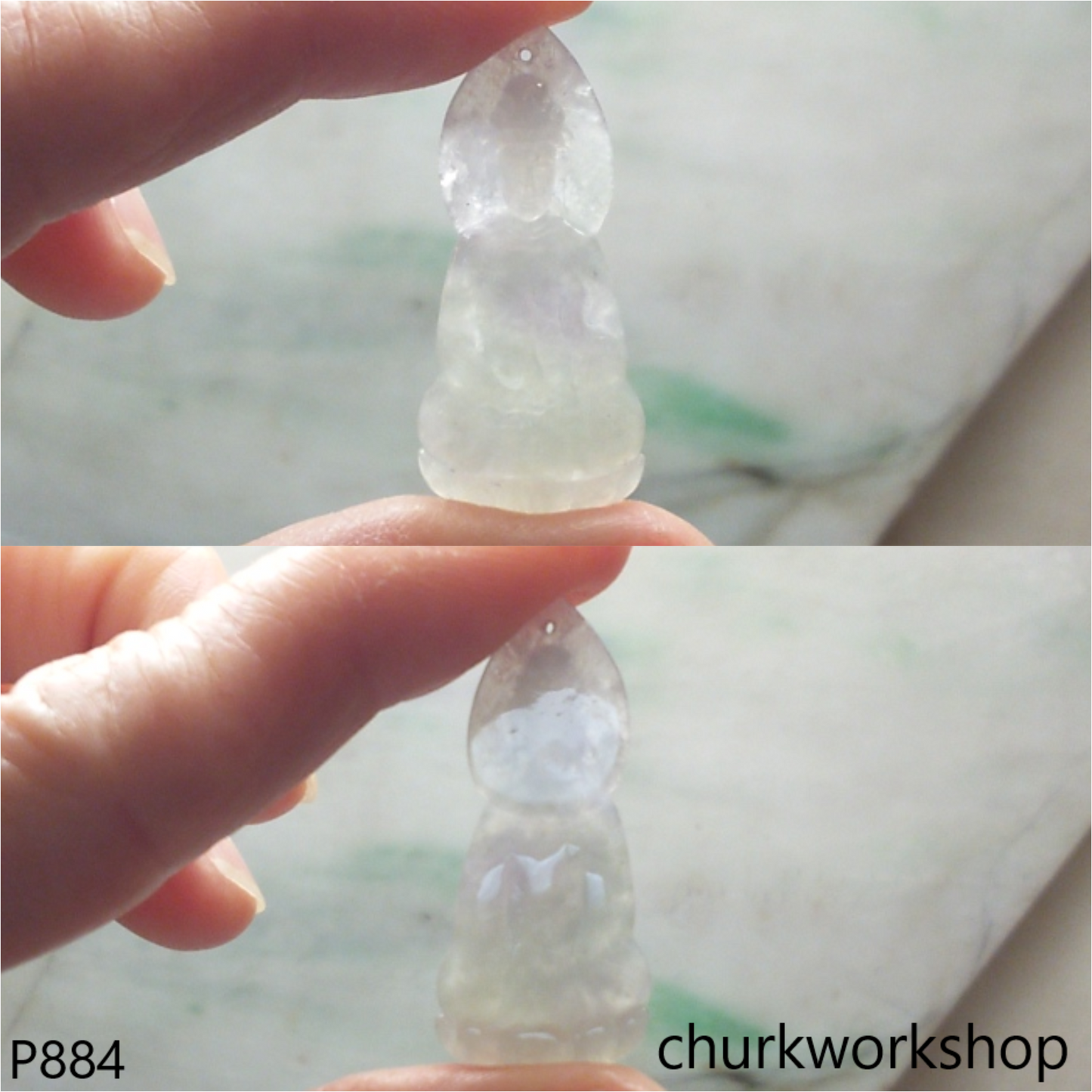 Pale lavender mix green jade lady Buddha