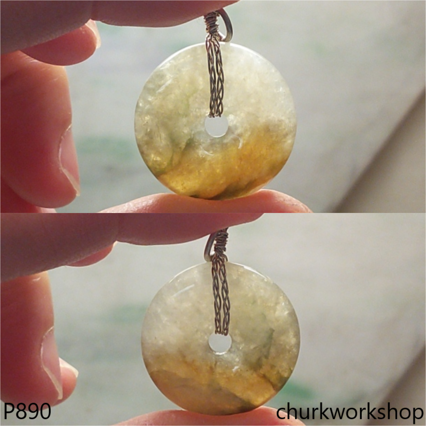 Multi color jade donut pendant