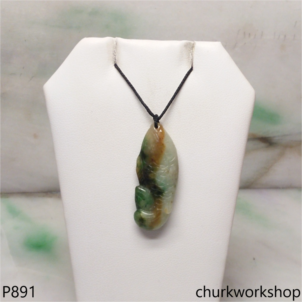 Multicolor fish jade pendant