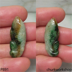 Multicolor fish jade pendant