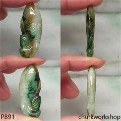 Multicolor fish jade pendant