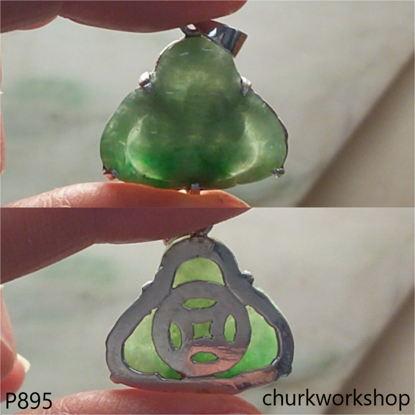 Jade happy Buddha pendant