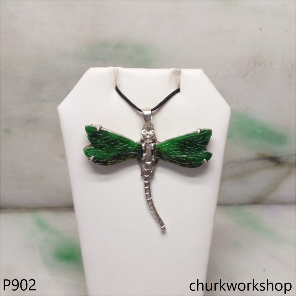 Green jade dragonfly pendant