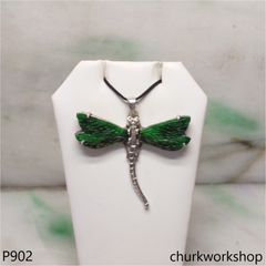 Green jade dragonfly pendant