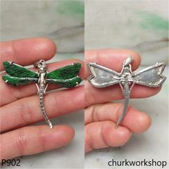 Green jade dragonfly pendant