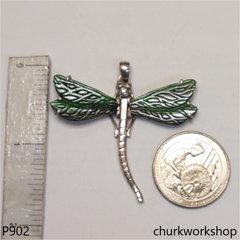 Green jade dragonfly pendant