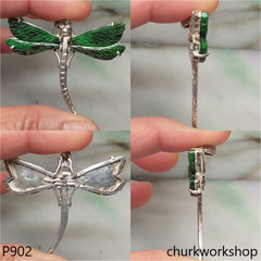 Green jade dragonfly pendant