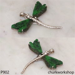 Green jade dragonfly pendant