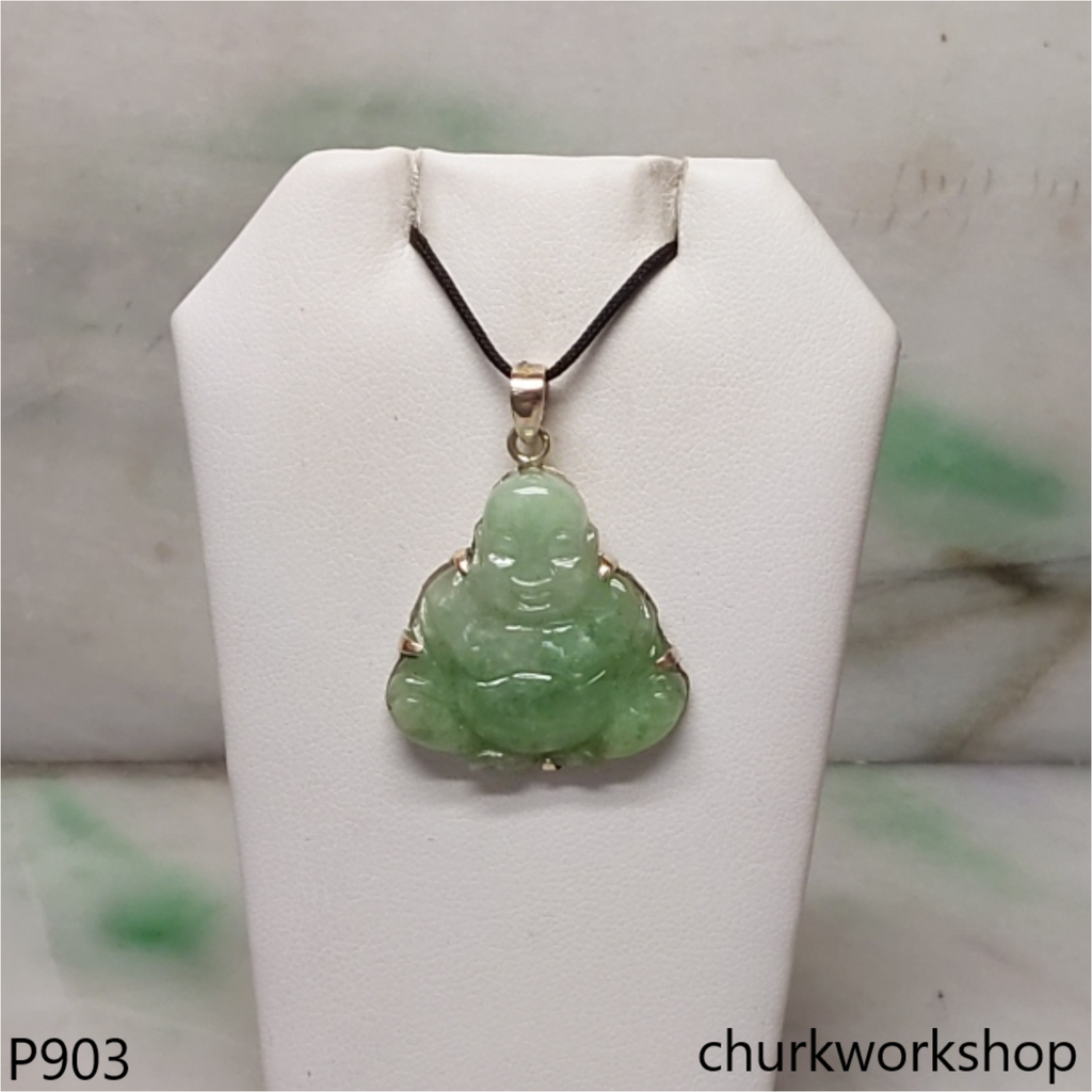 14K Jade happy Buddha pendant