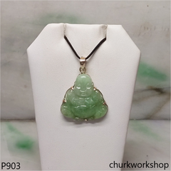 14K Jade happy Buddha pendant