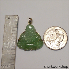 14K Jade happy Buddha pendant