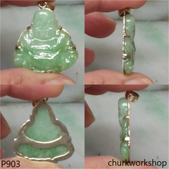 14K Jade happy Buddha pendant
