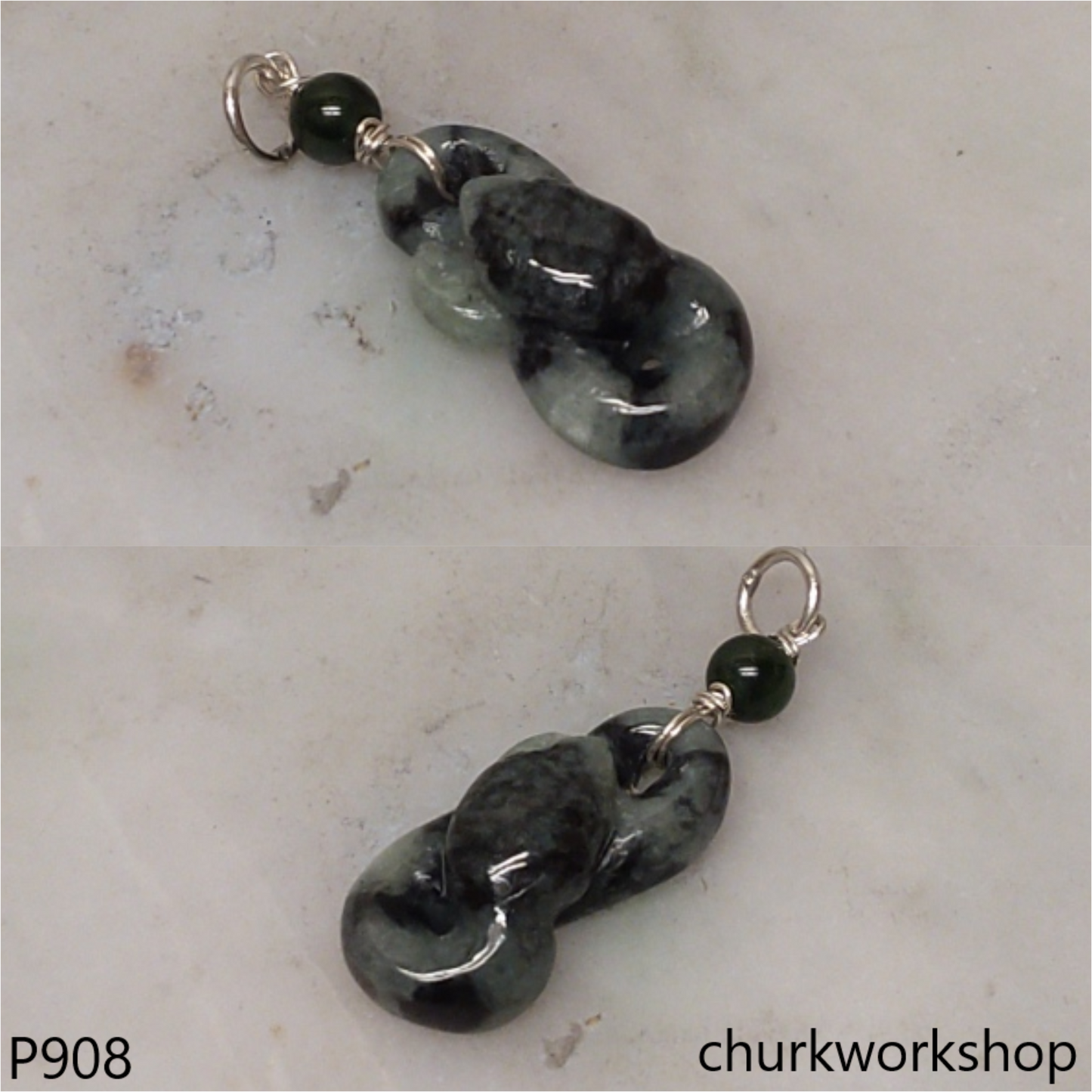 Dark green snake pendant