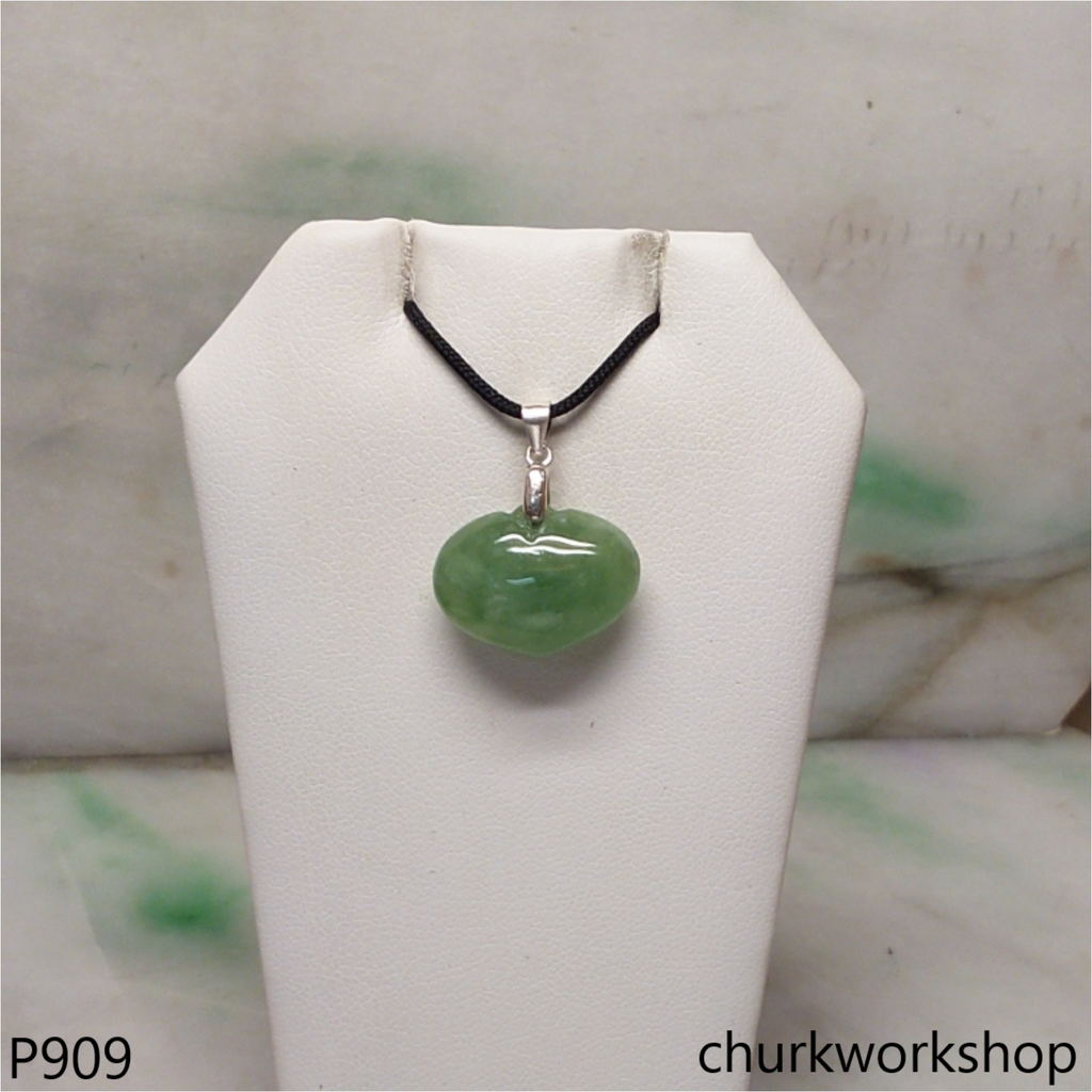 Small green jade heart pendant