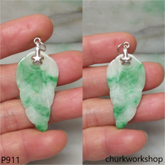 White base with green jade leaf pendant