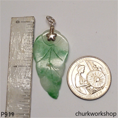White base with green jade leaf pendant