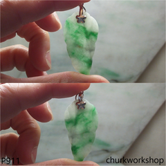White base with green jade leaf pendant