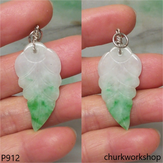 Light green jade leaf pendant