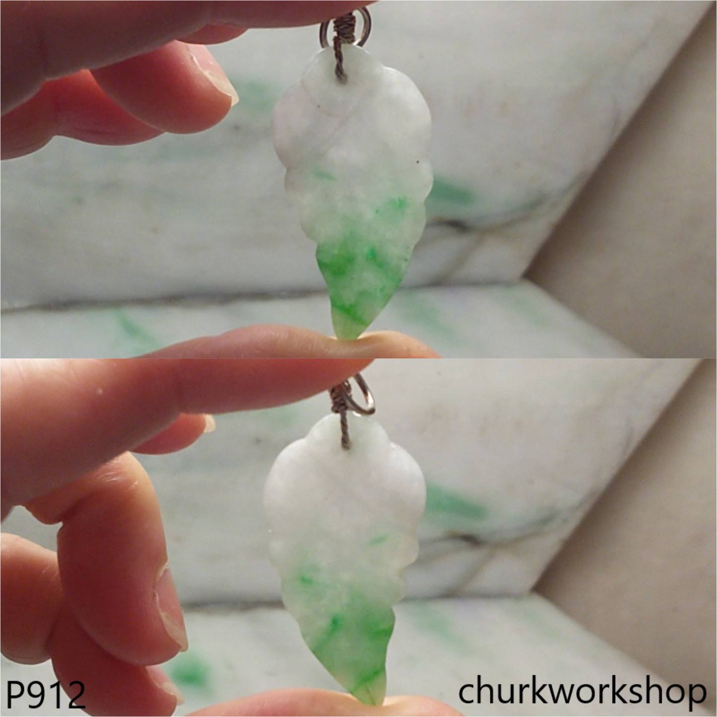 Light green jade leaf pendant