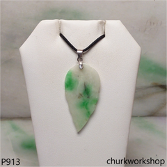 White base with green jade leaf pendant