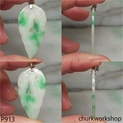 White base with green jade leaf pendant