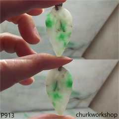 White base with green jade leaf pendant