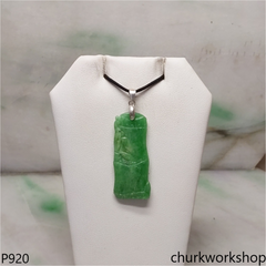 Green jade bamboo pendant