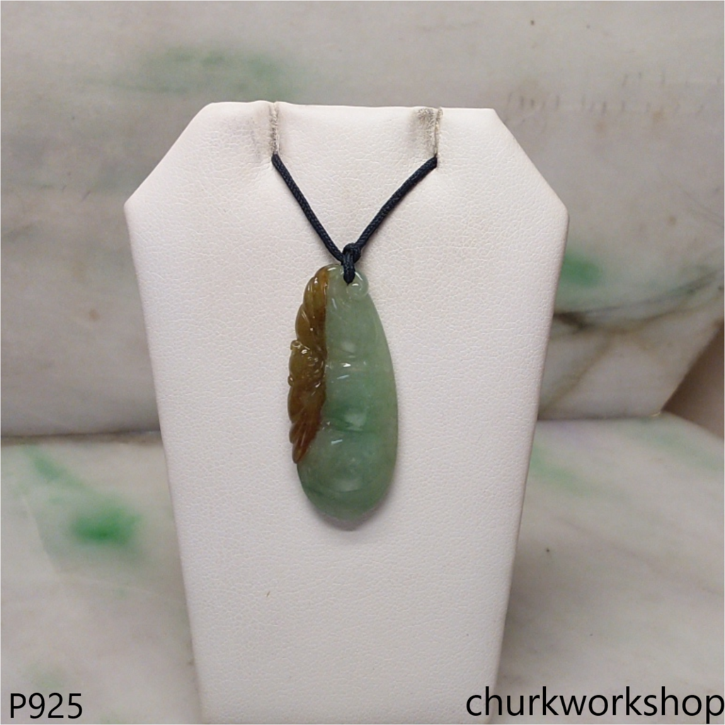 Light green with red jade bean pendant