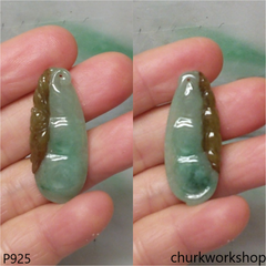 Light green with red jade bean pendant