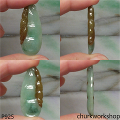 Light green with red jade bean pendant