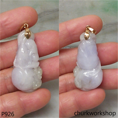 Light lavender jade gourd pendant 14K gold bail