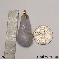 Light lavender jade gourd pendant 14K gold bail