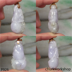 Light lavender jade gourd pendant 14K gold bail