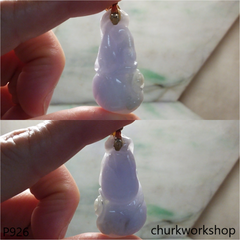 Light lavender jade gourd pendant 14K gold bail