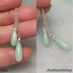Light green double rain drop pendant