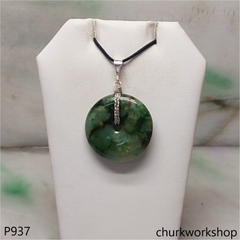 Green jade donut pendant
