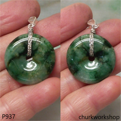 Green jade donut pendant