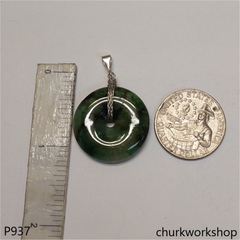 Green jade donut pendant