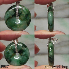 Green jade donut pendant