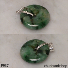 Green jade donut pendant