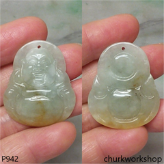 Light green jade happy Buddha pendant