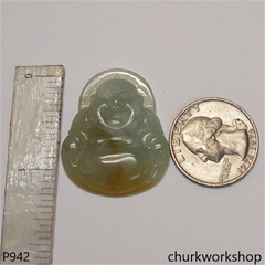 Light green jade happy Buddha pendant