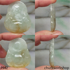 Light green jade happy Buddha pendant